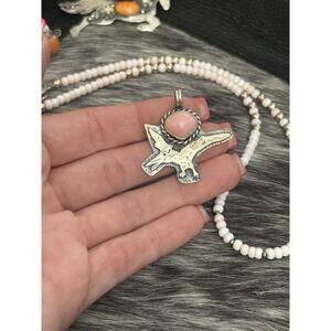 Native SW Sterling Silver Pink Conch Pterodactyl Dinosaur Pendant Jurassic Park